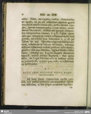§. V. Ratio Legis Falcidiae Vetus, Eaque Secundaria