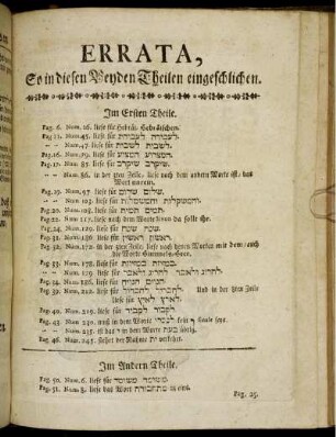 Errata, So in diesen Beyden Theilen eingeschlichen.