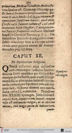Cap. XII. De Sepulchrorum Religione