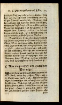 5) Von magnetischen und electrischen Wirkungen.