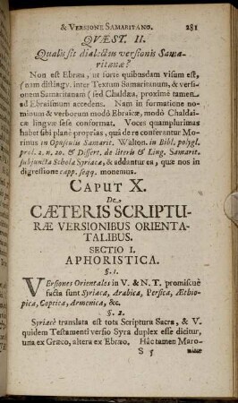 Caput X. De Caeteris Scripturae Versionibus Orientalibus