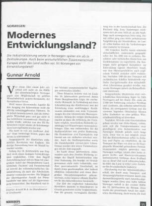 Norwegen: Modernes Entwicklungsland?