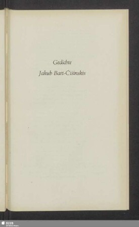 Gedichte Jakub Bart-Čišinskis