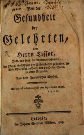 Von der Gesundheit der Gelehrten
