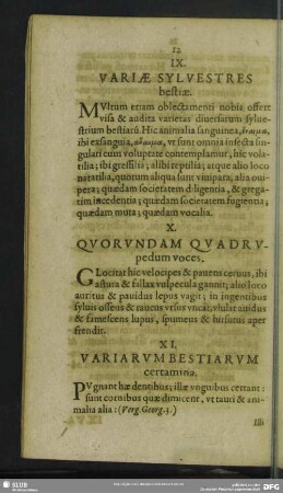 XI. Variarum Bestiarum certamina