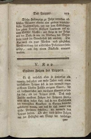 V. Kap. Spätere Folgen des Trippers.