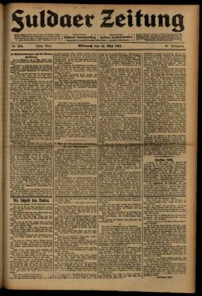 Erste Ausgabe vom Mittwoch, den 14. Mai 1913.
