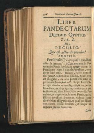 Liber Pandectarum Decimus Quintus.