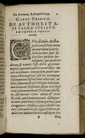 Caput Primum. De Authoritate Sacræ Scripturæ Veteris Testamenti.