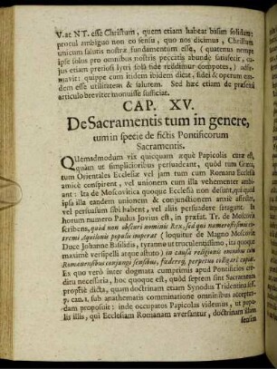 Cap. XV. De Sacramentis tum in genere, tumin specie fictis Pontificorum Sacramentis.