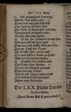 Der LXX. Psalm Davids [-] Der LXXIV. Psalm