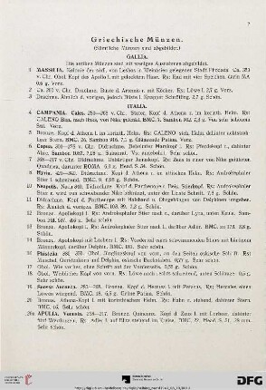 Griechische Münzen (Nr. 1-426)