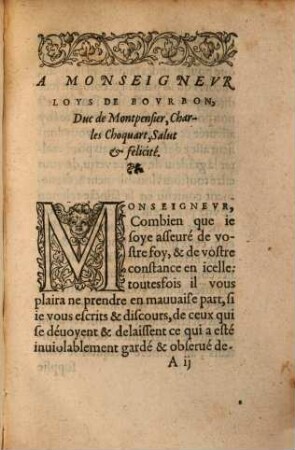 Épistre ou discours à Monsieur de Montpensier touchant l'estat de la religion chrestienne