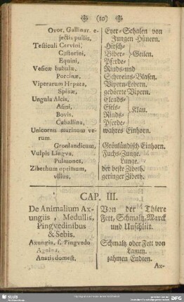 Cap. III. De Animalium Axungiis, Medullis, Pingvedinibus & Sebis