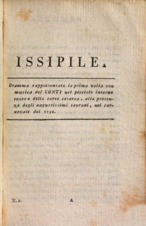 Opere, [4,2]. Opere ; 9. Issipile