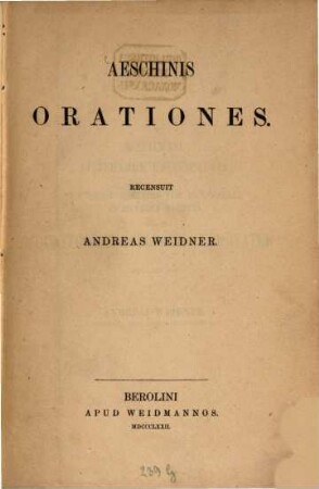 Orationes : Recensuit Andreas Weidner