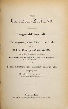 Ueber Carcinom-Recidive ...