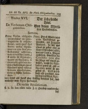 Titulus XVI. De verborum obligationibus.