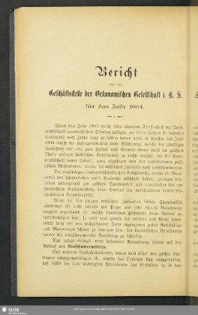 Bericht über die Geschäftsstelle der Oekonomischen Gesellschaft i. K. S. für das Jahr 1894