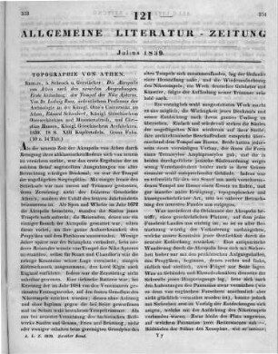 Ross, L.; Schaubert, E.; Hansen, C.: Die Akropolis von Athen nach den neuesten Ausgrabungen. Abt. 1. Der Tempel der Nike Apteros. Berlin: Schenk & Gerstäcker 1839