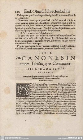 CANONES IN omnes Tabulas, quae CommentaRIIS SPHAERAE INSERTAE SDUNT.