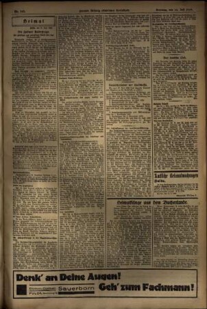 Zweite Ausgabe vom Sonntag, den 14. Juli 1929.