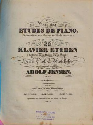 Vingt-cinq études de piano : (préparatoires aux oeuvres de l'école moderne) ; op. 32. 2. [1866]. - 21 S. - Pl.-Nr. 4524