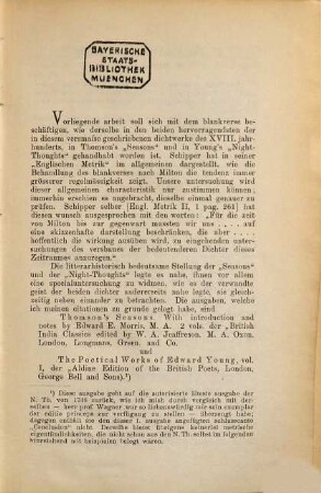 Der Blankvers in Thomson's Seasons und Young's Night thoughts