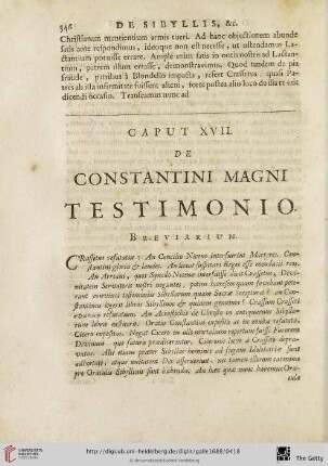 Caput XVII.: de Constantini Magni Testimonio