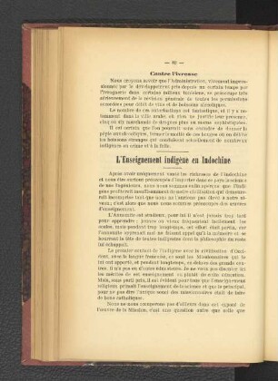 L'Enseignement indigène en Indochine.