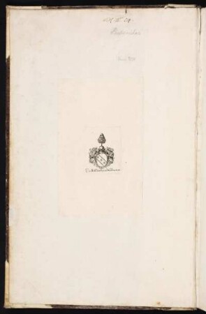 Vorderer Spiegel, mit eingeklebtem Exlibris: Will, Georg Andreas / Wappen / Exlibris