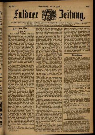 Ausgabe vom Samstag, den 02. Juli 1887.