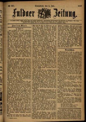 Ausgabe vom Samstag, den 02. Juli 1887.