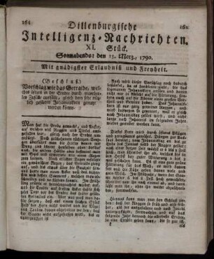 XI. Stück. Sonnabends: den 13. Merz, 1790.