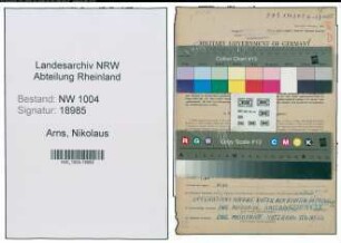 Entnazifizierung Nikolaus Arns , geb. 05.03.1898 (Schlosser)