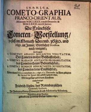 Cometographia Franco-Orientalis