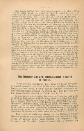 Die Maifeier auf dem internationalen Kongreß in Brüssel.
