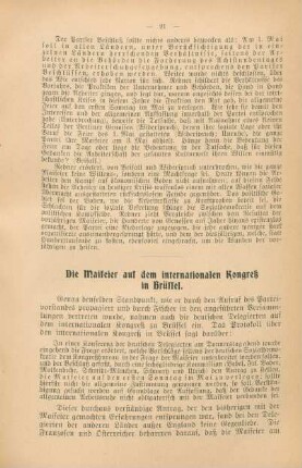 Die Maifeier auf dem internationalen Kongreß in Brüssel.