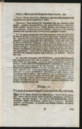 Num. 7. Formula Iuramenti eines Contributions-Revidenten.