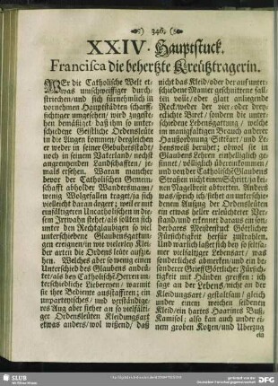 XXIV. Hauptstuck. Francisca die beherzte Kreuetztragerin