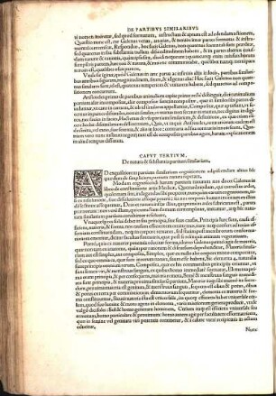 Capvt Tertivm, De natura & substantia partium similarium.