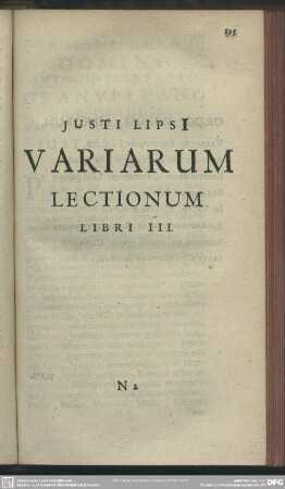 Justi Lipsi Variarum Lectionum Libri III.