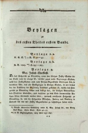 Das königliche Hofgericht für das Unterland Baierns : nach seinem Gerichts-Sprengel. [1,1,a], Beylagen zu des ersten Theiles erstem Bande