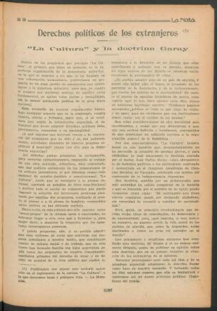 Derechos políticos de los extranjeros : "La Cultura" y la doctrina Garay