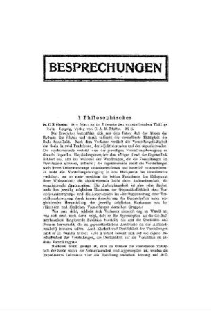 Besprechungen : Philosophisches