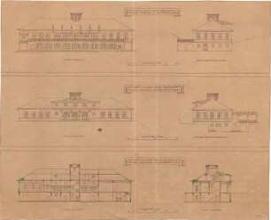 Fischer, Theodor; Stuttgart - Bad Cannstatt; Kursaal - Restaurant - Ansichten, Querschnitt, Längsschnitt