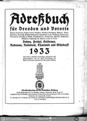1933: Adreßbuch für Dresden und Vororte