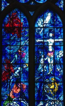 Frankreich. Champagne Ardenne. Marne. Reims. Cathedrale Notre Dame. Grundsteinlegung 1204. Innen.Fenster von Chagall. Entworfen 1974. Detail