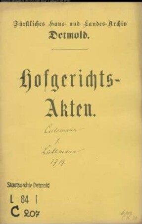 Culemann, Richters Erben gegen Lüthmann zu Hörstmar - Schuldforderung