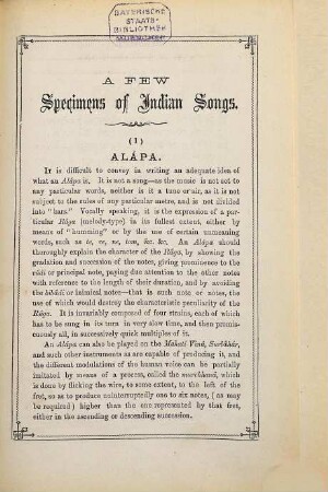 A few specimens of Indian songs